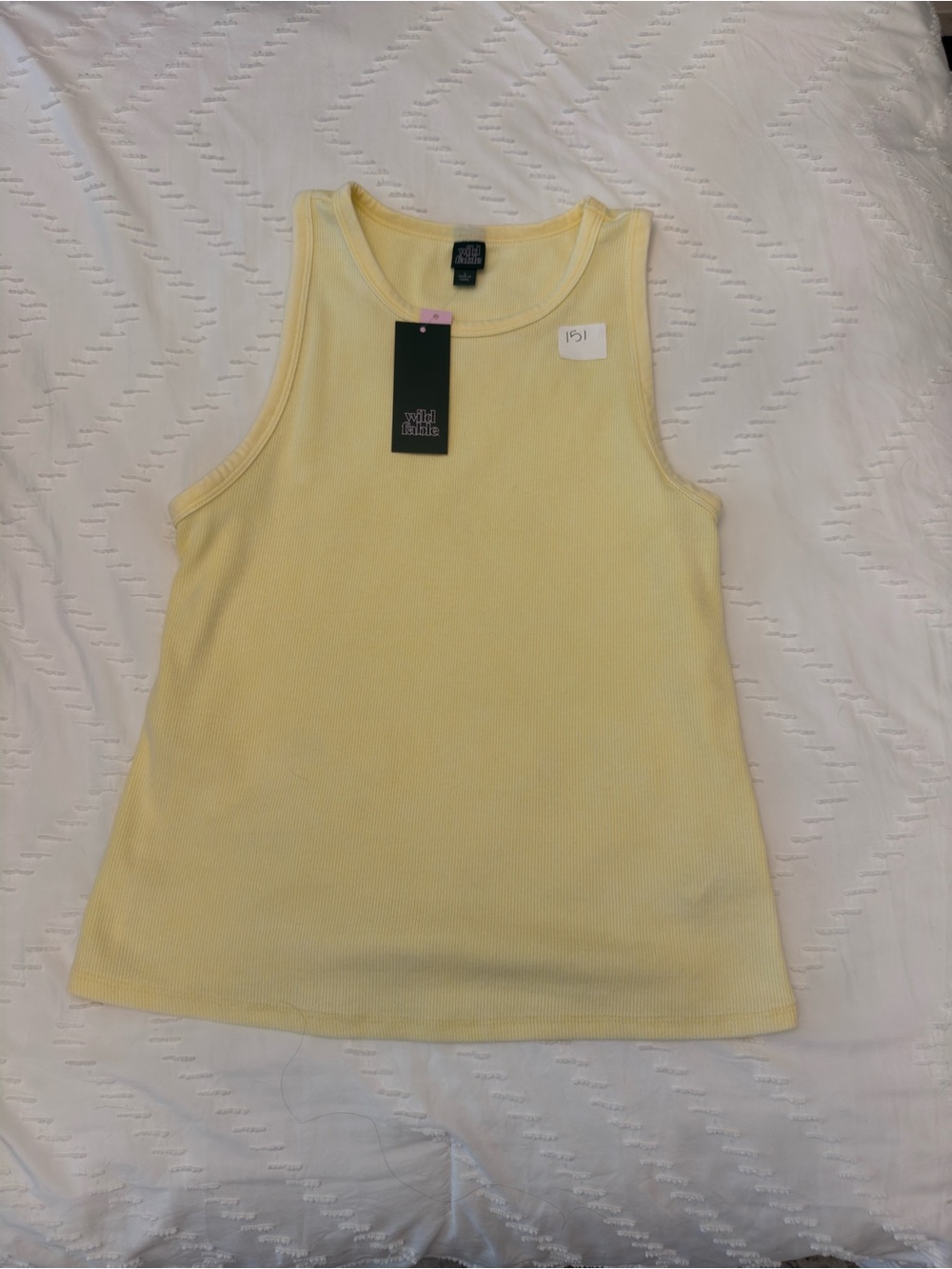 wild fable Pale Yellow Ribbed Tank Top